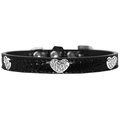 Mirage Pet Mirage Pet 720-11 BKC14 Croc Crystal Heart Dog Collar; Black - Size 14 720-11 BKC14